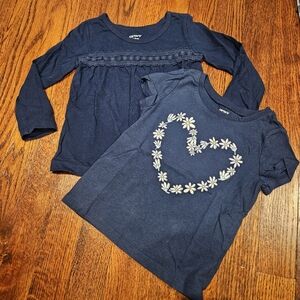 Carter's Size 24 Month: Navy Blue Long Sleeve and Short Sleeve Shirt Bundle